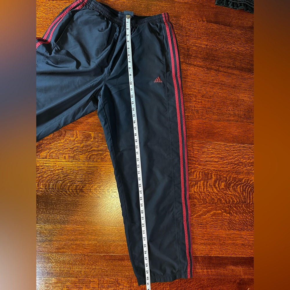 Adidas Track Pants Black with Red Stripes + Zipper Leg Size M - Picture 3 of 6